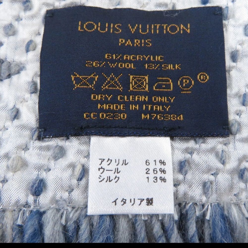 Auth Louis Vuitton Monogram Denim Blue Escharpe Logomania Scarf Muffler Stole - Picture 9 of 9